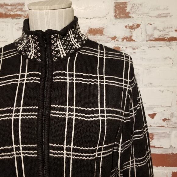 Window Pane Plaid Zip Cardigan - Picture 2 of 5